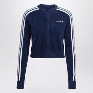 Adidas Originals Women's Indigo Blue Fluffy Knitted Cardigan